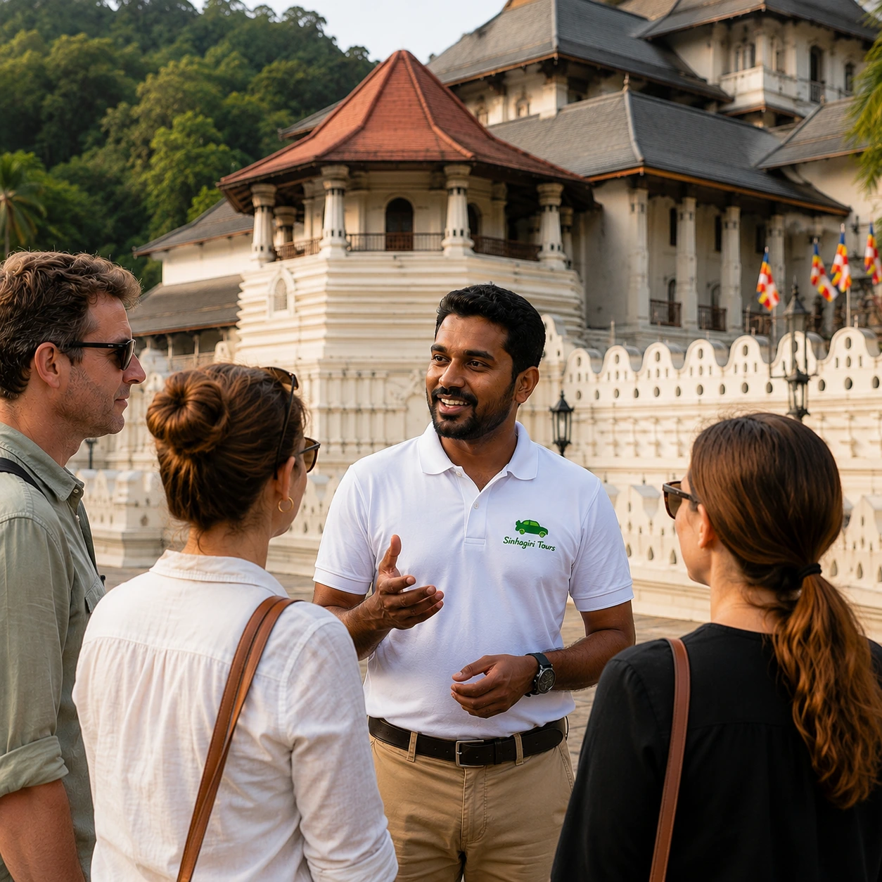 Sinhagiri Tours team guide at Kandy Temple